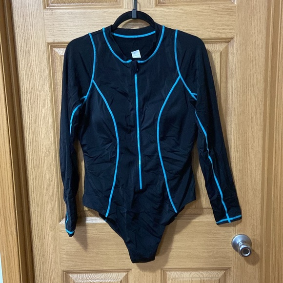 New Zip Front Sporty Swimsuits For All Long sleeve Scuba One Piece plus size 24 - Picture 7 of 7